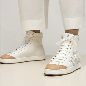 Max Mara Women 20mm Tabei Leather High-top Sneakers
